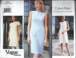 1914 EZ VOGUE C KLEIN SHORTER LINED PANEL DRESS SLEEVES OR NOT PATTERN 12-16